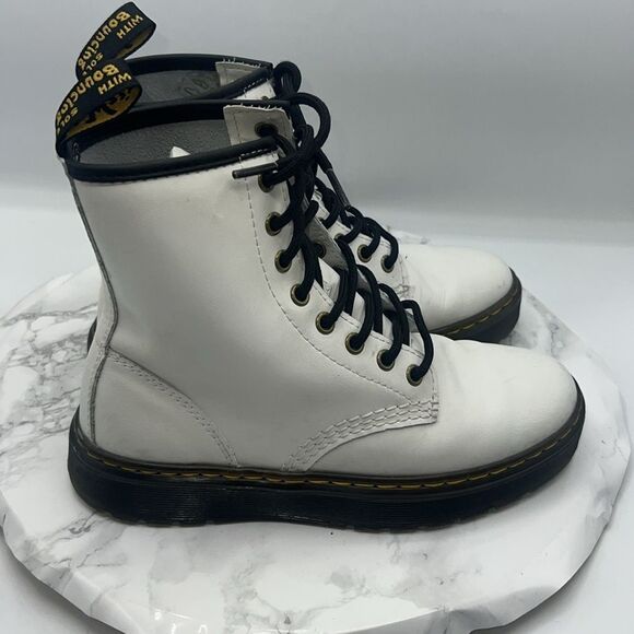 DR. MARTENS White Leather Zavala Combat Boots-6 - Picture 2 of 9